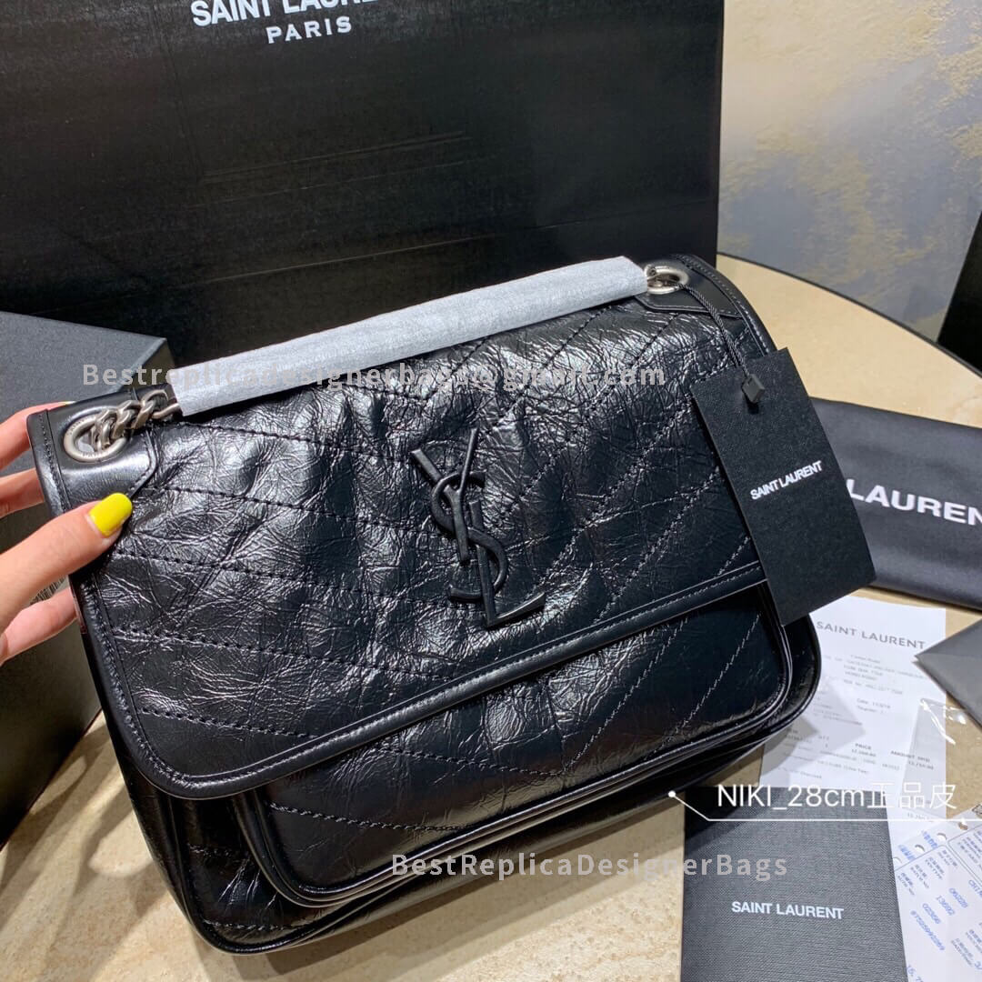 Saint Laurent Niki Medium In Vintage Leather Black 498894